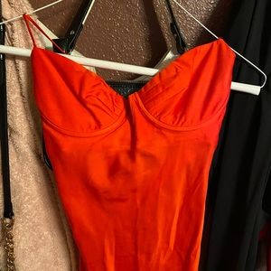 RED silk dress size 4